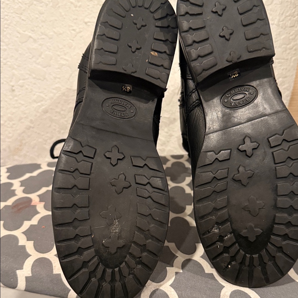 Steve Madden Black Combat Boots - Picture 6 of 8